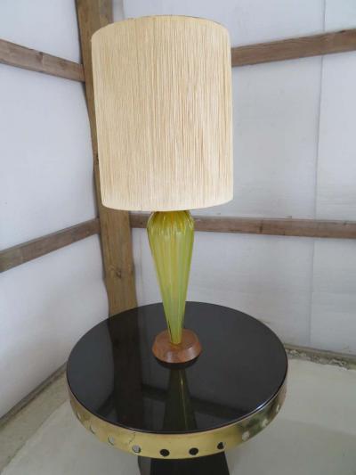 Alfredo Barbini Stunning Alfredo Barbini Yellow Ribbed Murano Glass Table Lamp Gold Flecks