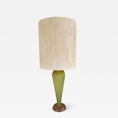 Alfredo Barbini Stunning Alfredo Barbini Yellow Ribbed Murano Glass Table Lamp Gold Flecks