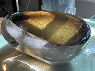 Alfredo Barbini Vintage Italian Organic Blown Sommerso Fumato Bowl Attrb To Alfredo Barbini