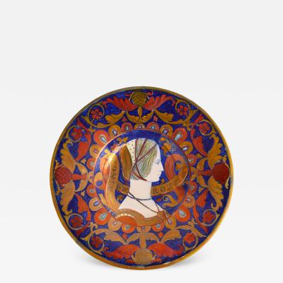 Alfredo Santarelli Majolica Decorative Plate by Alfredo Santarelli Depicting Nonnina Strozzi 