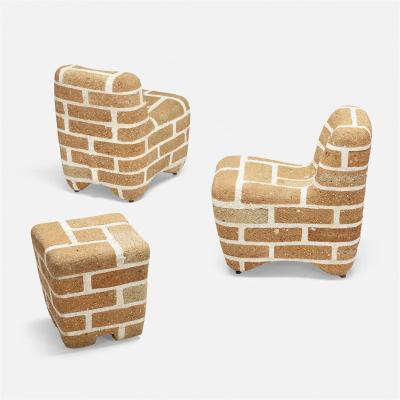 Ali Acerol Ali Acerol 1948 2007 Brick and Mortar Pattern Chairs and Table Sculptures