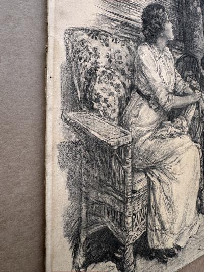 Alice Barber Mrs Charles H Stephens Stephens Attractive Young Woman Sitting in Chair and Looking Upwards in Domestic Setting