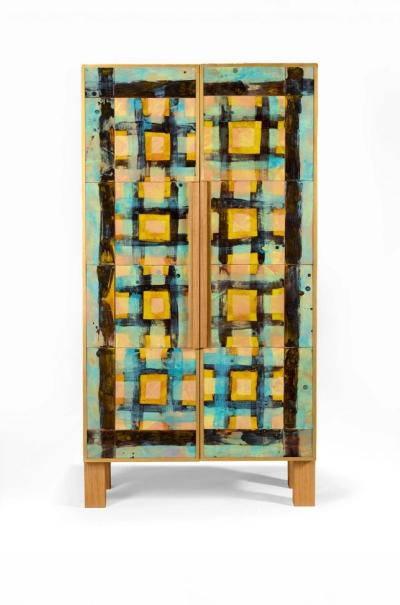 Alice Gavalet Untitled Blue Yellow Ceramic Cabinet 2025