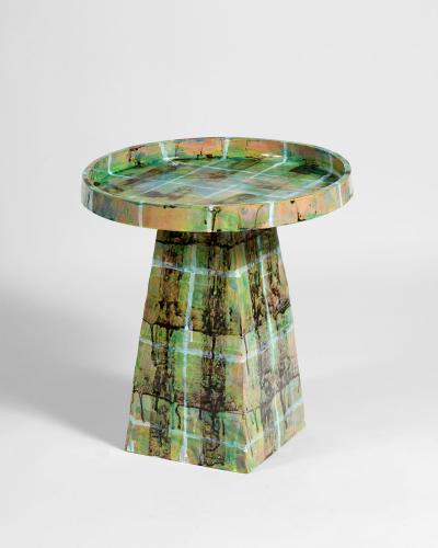 Alice Gavalet Untitled Pair of Green Tartan Gueridons 2025