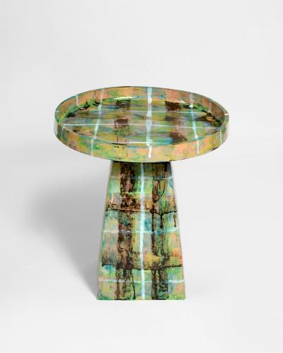 Alice Gavalet Untitled Pair of Green Tartan Gueridons 2025
