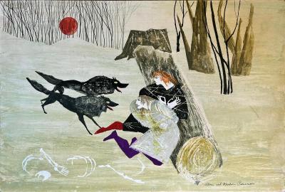 Alice and Martin Provensen Black Wolves Attack Two People Tied Up Childrens Books Illustration