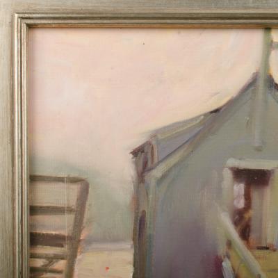 Alison Hill American Late 20th Century Fishing shacks painting 
