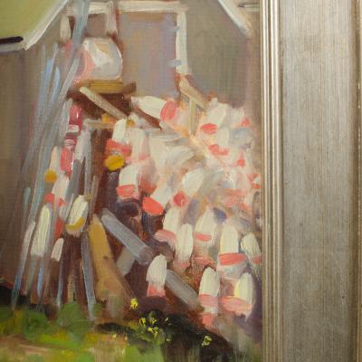 Alison Hill American Late 20th Century Fishing shacks painting 