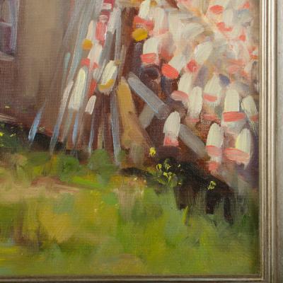 Alison Hill American Late 20th Century Fishing shacks painting 