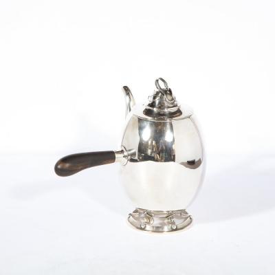 Allan Adler Alan Adler Sterling Silver Walnut Modernist Hand Wrought Serving Coffee Set