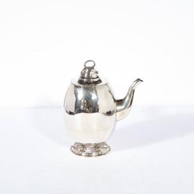Allan Adler Alan Adler Sterling Silver Walnut Modernist Hand Wrought Serving Coffee Set
