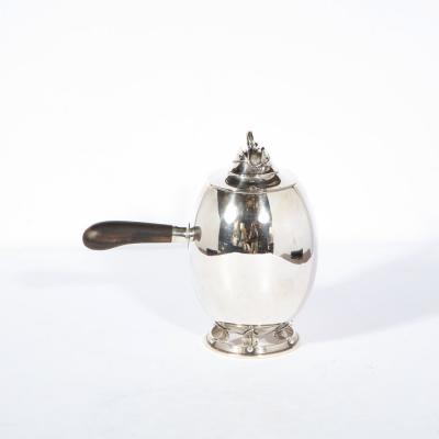 Allan Adler Alan Adler Sterling Silver Walnut Modernist Hand Wrought Serving Coffee Set