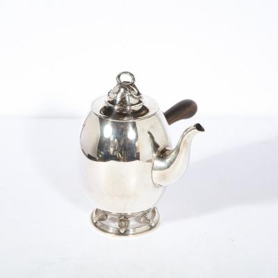 Allan Adler Alan Adler Sterling Silver Walnut Modernist Hand Wrought Serving Coffee Set