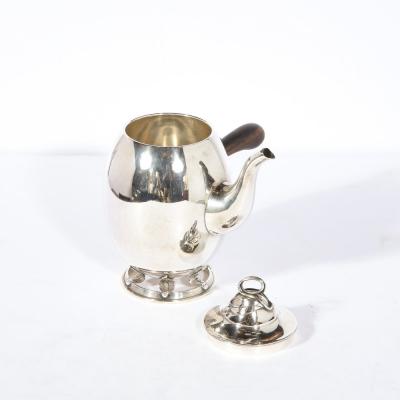Allan Adler Alan Adler Sterling Silver Walnut Modernist Hand Wrought Serving Coffee Set