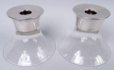 Allan Adler Allan Adler Midcentury Modern Sterling Silver Glass Candlesticks