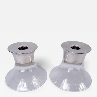 Allan Adler Allan Adler Midcentury Modern Sterling Silver Glass Candlesticks