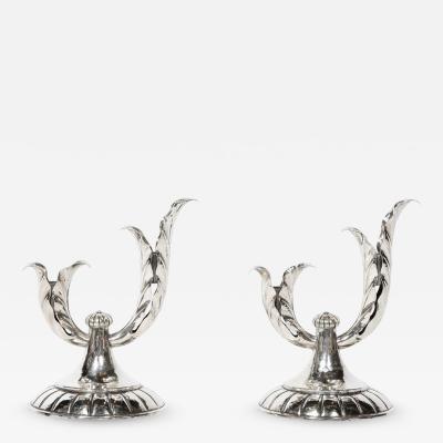 Allan Adler Mid Century hand Wrought Sterling Silver Candle Holders signed Allan Adler