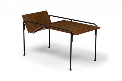 Allan Gould Allan Gould Mid Century American Wood and Black Metal Magazine Coffee Table