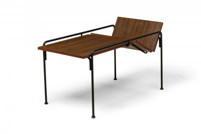 Allan Gould Allan Gould Mid Century American Wood and Black Metal Magazine Coffee Table