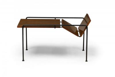 Allan Gould Allan Gould Mid Century American Wood and Black Metal Magazine Coffee Table