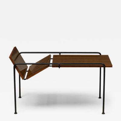 Allan Gould Allan Gould Mid Century American Wood and Black Metal Magazine Coffee Table