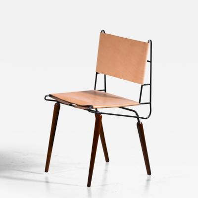 Allan Gould Allan Gould Minimalist Leather and Iron Chair USA 1950s