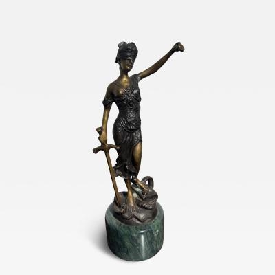 Alois Mayer 11 25 Blind Justice Bronze on Marble Base by Alois Mayer