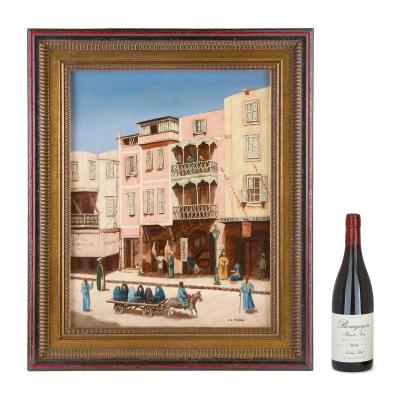 Alphons Leopold Mielich Antique Orientalist oil painting of a street scene by A L Mielich