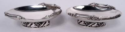 Alphonse La Paglia Pair of La Paglia American Sterling Silver Blossom Inspired Nut Dishes