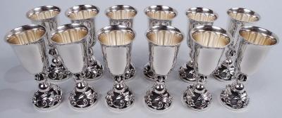 Alphonse La Paglia Set of 12 La Paglia Midcentury Modern Sterling Silver Cordials
