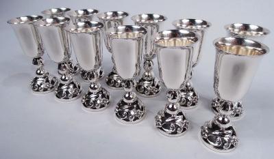 Alphonse La Paglia Set of 12 La Paglia Midcentury Modern Sterling Silver Cordials