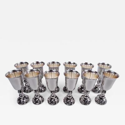 Alphonse La Paglia Set of 12 La Paglia Midcentury Modern Sterling Silver Cordials