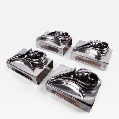 Alphonse La Paglia Set of 4 La Paglia Midcentury Modern Sterling Silver Matchbox Holders