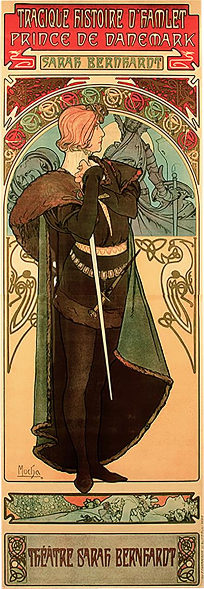 Alphonse Maria Mucha French Art Nouveau Lithograph titled Hamlet by Alphonse Mucha