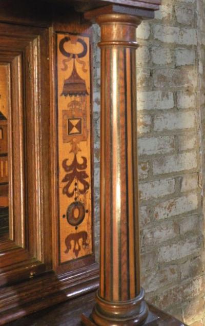 Alpine 19th Century Baroque Revival Inlaid Dressoir Cabinet