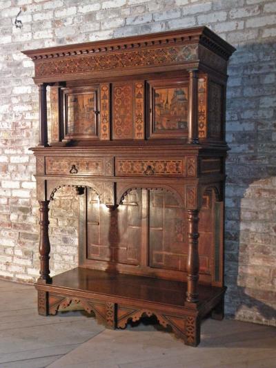 Alpine 19th Century Baroque Revival Inlaid Dressoir Cabinet