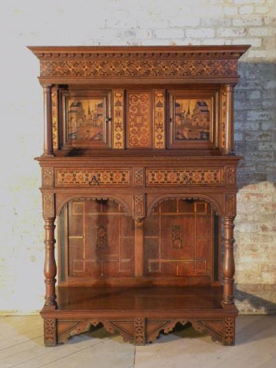 Alpine 19th Century Baroque Revival Inlaid Dressoir Cabinet