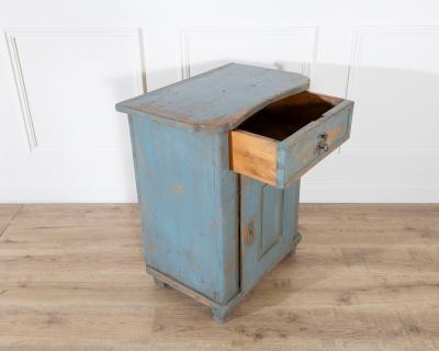 Alpine Blue Painted Fir Wood Cabinet from Cortina d Ampezzo Late 18th Century