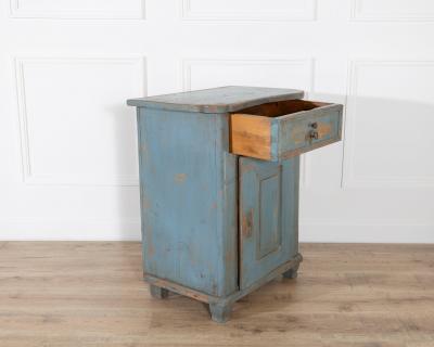 Alpine Blue Painted Fir Wood Cabinet from Cortina d Ampezzo Late 18th Century