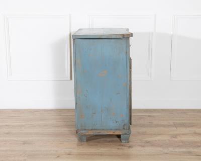 Alpine Blue Painted Fir Wood Cabinet from Cortina d Ampezzo Late 18th Century