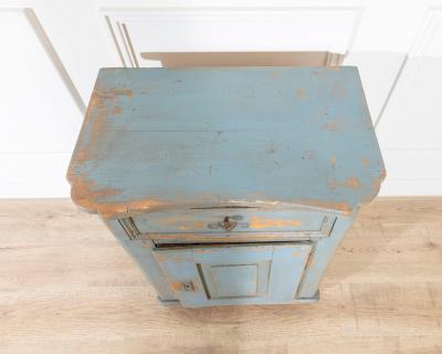 Alpine Blue Painted Fir Wood Cabinet from Cortina d Ampezzo Late 18th Century