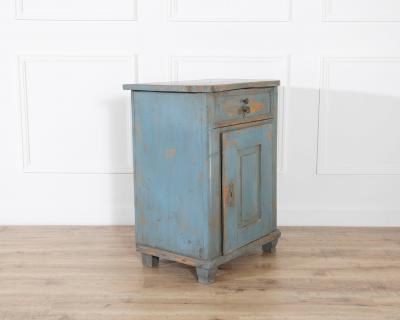 Alpine Blue Painted Fir Wood Cabinet from Cortina d Ampezzo Late 18th Century