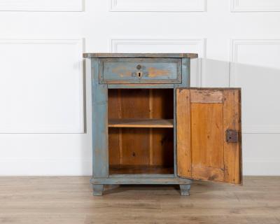 Alpine Blue Painted Fir Wood Cabinet from Cortina d Ampezzo Late 18th Century