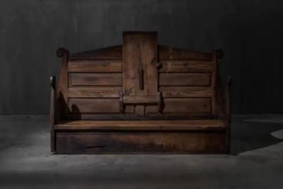 Alpine Monastic Bench with Folding Table France 19th Century