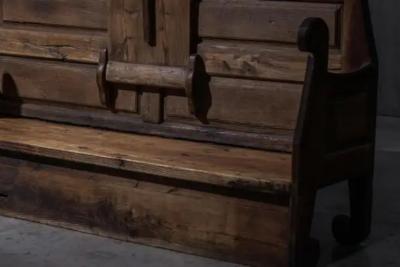 Alpine Monastic Bench with Folding Table France 19th Century