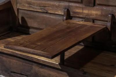 Alpine Monastic Bench with Folding Table France 19th Century