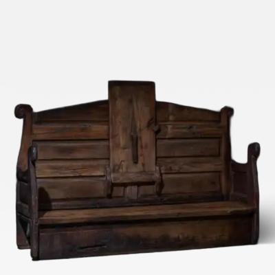 Alpine Monastic Bench with Folding Table France 19th Century