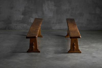 Alpine Rustic Benches France Mid 20th Century