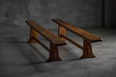 Alpine Rustic Benches France Mid 20th Century