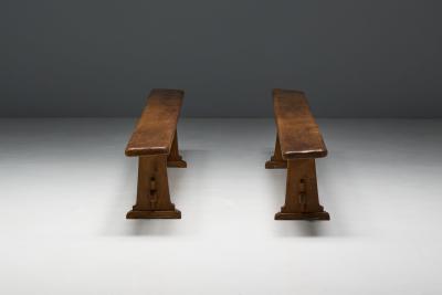 Alpine Rustic Benches France Mid 20th Century